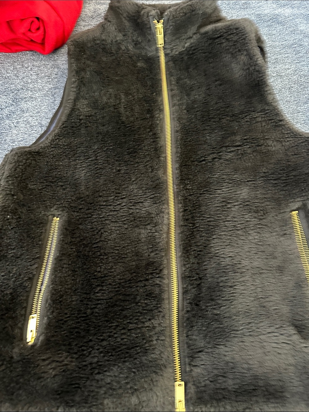 J. Crew Navy Lined Faux Fur Vest with Zip